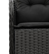 3-tlg. Garten-Essgruppe mit Kissen Schwarz Poly Rattan