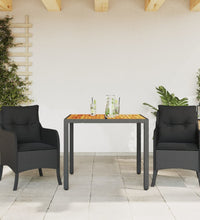 3-tlg. Garten-Essgruppe mit Kissen Schwarz Poly Rattan