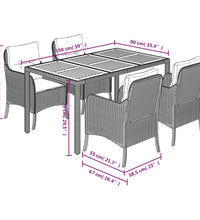 5-tlg. Garten-Essgruppe mit Kissen Grau Poly Rattan