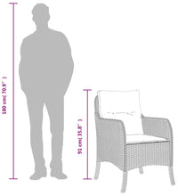 7-tlg. Garten-Essgruppe mit Kissen Grau Poly Rattan