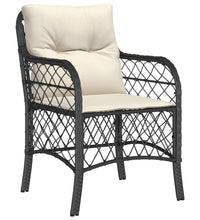 7-tlg. Garten-Essgruppe mit Kissen Schwarz Poly Rattan