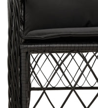 7-tlg. Garten-Essgruppe mit Kissen Schwarz Poly Rattan