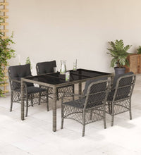 5-tlg. Garten-Essgruppe mit Kissen Grau Poly Rattan
