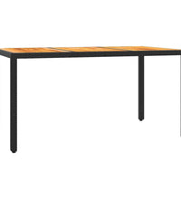 5-tlg. Garten-Essgruppe mit Kissen Schwarz Poly Rattan