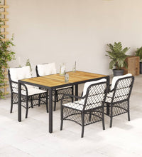 5-tlg. Garten-Essgruppe mit Kissen Schwarz Poly Rattan