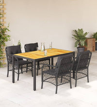 5-tlg. Garten-Essgruppe mit Kissen Schwarz Poly Rattan