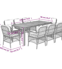 9-tlg. Garten-Essgruppe mit Kissen Schwarz Poly Rattan