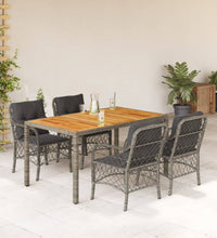 5-tlg. Garten-Essgruppe mit Kissen Grau Poly Rattan
