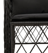 7-tlg. Garten-Essgruppe mit Kissen Schwarz Poly Rattan