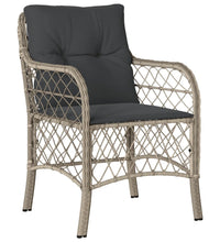 7-tlg. Garten-Essgruppe mit Kissen Hellgrau Poly Rattan