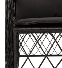 7-tlg. Garten-Essgruppe mit Kissen Schwarz Poly Rattan