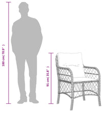 7-tlg. Garten-Essgruppe mit Kissen Grau Poly Rattan