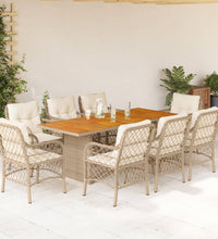 9-tlg. Garten-Essgruppe mit Kissen Beige Poly Rattan