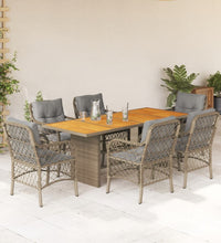 7-tlg. Garten-Essgruppe mit Kissen Beigemischung Poly Rattan