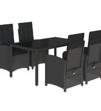 5-tlg. Garten-Essgruppe mit Kissen Schwarz Poly Rattan