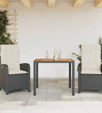 3-tlg. Garten-Essgruppe mit Kissen Schwarz Poly Rattan