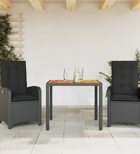 3-tlg. Garten-Essgruppe mit Kissen Schwarz Poly Rattan