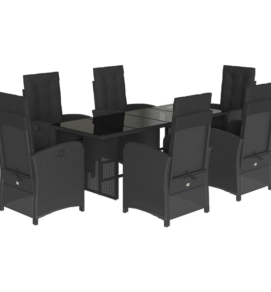 7-tlg. Garten-Essgruppe mit Kissen Schwarz Poly Rattan