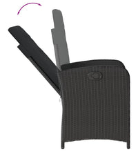 7-tlg. Garten-Essgruppe mit Kissen Schwarz Poly Rattan