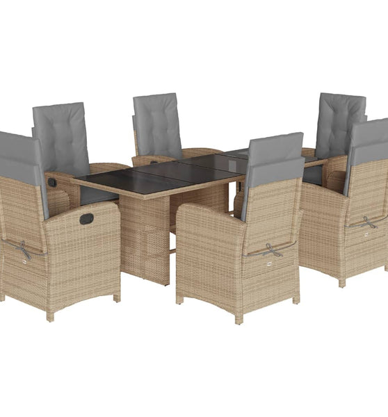 7-tlg. Garten-Essgruppe mit Kissen Beigemischung Poly Rattan