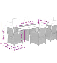 7-tlg. Garten-Essgruppe mit Kissen Beigemischung Poly Rattan