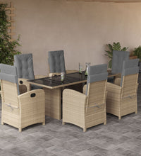 7-tlg. Garten-Essgruppe mit Kissen Beigemischung Poly Rattan