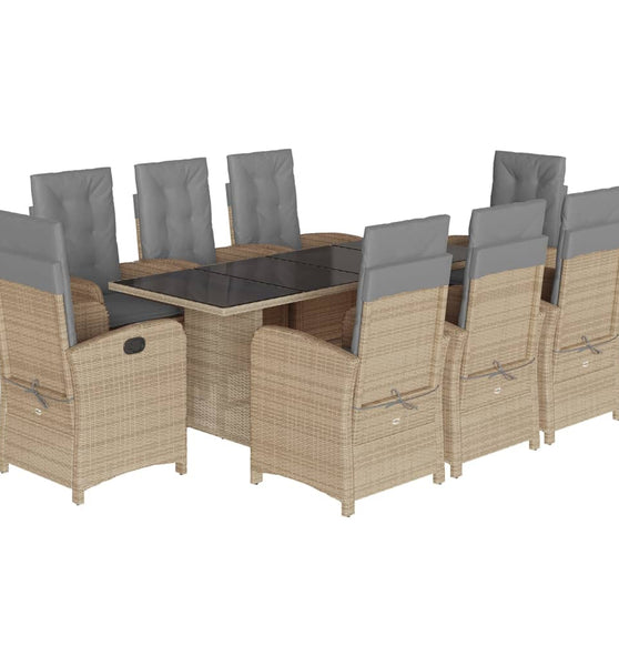 9-tlg. Garten-Essgruppe mit Kissen Beigemischung Poly Rattan