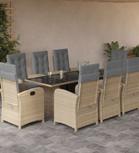 9-tlg. Garten-Essgruppe mit Kissen Beigemischung Poly Rattan