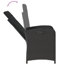 7-tlg. Garten-Essgruppe mit Kissen Schwarz Poly Rattan
