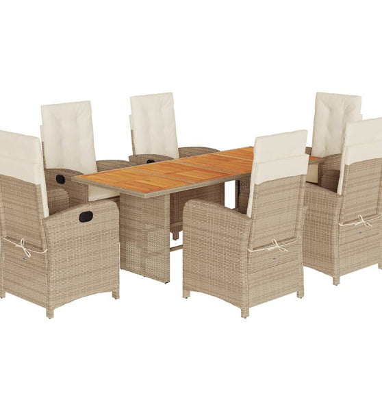 7-tlg. Garten-Essgruppe mit Kissen Beigemischung Poly Rattan