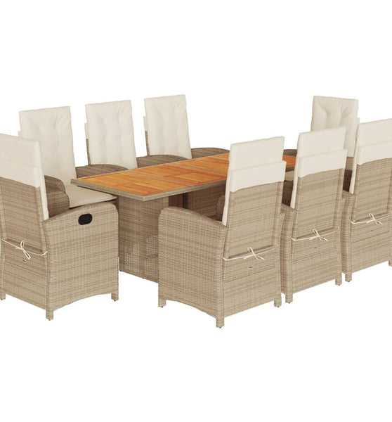 9-tlg. Garten-Essgruppe mit Kissen Beigemischung Poly Rattan