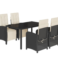 5-tlg. Garten-Essgruppe mit Kissen Schwarz Poly Rattan