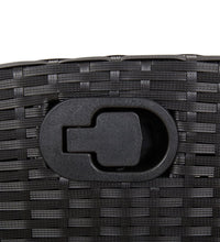 7-tlg. Garten-Essgruppe mit Kissen Schwarz Poly Rattan