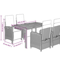 5-tlg. Garten-Essgruppe mit Kissen Schwarz Poly Rattan