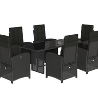 7-tlg. Garten-Essgruppe mit Kissen Schwarz Poly Rattan