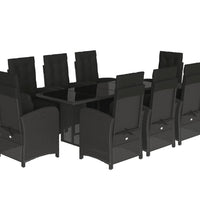 9-tlg. Garten-Essgruppe mit Kissen Schwarz Poly Rattan