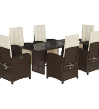 7-tlg. Garten-Essgruppe mit Kissen Braun Poly Rattan
