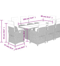 9-tlg. Garten-Essgruppe mit Kissen Braun Poly Rattan