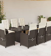 9-tlg. Garten-Essgruppe mit Kissen Braun Poly Rattan