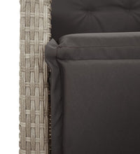 7-tlg. Garten-Essgruppe mit Kissen Hellgrau Poly Rattan