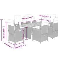 7-tlg. Garten-Essgruppe mit Kissen Beige Poly Rattan
