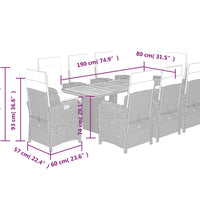 9-tlg. Garten-Essgruppe mit Kissen Beige Poly Rattan