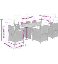 7-tlg. Garten-Essgruppe mit Kissen Beige Poly Rattan