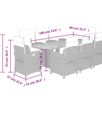 9-tlg. Garten-Essgruppe mit Kissen Beige Poly Rattan