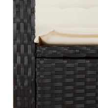 3-tlg. Garten-Essgruppe mit Kissen Schwarz Poly Rattan