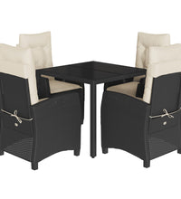 5-tlg. Garten-Essgruppe mit Kissen Schwarz Poly Rattan