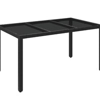 7-tlg. Garten-Essgruppe mit Kissen Schwarz Poly Rattan