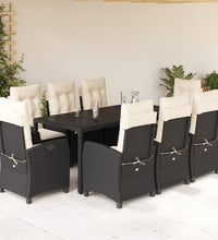 9-tlg. Garten-Essgruppe mit Kissen Schwarz Poly Rattan