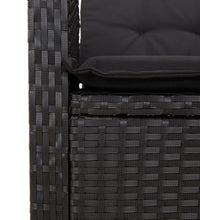 7-tlg. Garten-Essgruppe mit Kissen Schwarz Poly Rattan