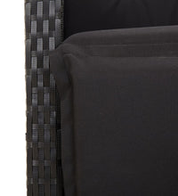 7-tlg. Garten-Essgruppe mit Kissen Schwarz Poly Rattan